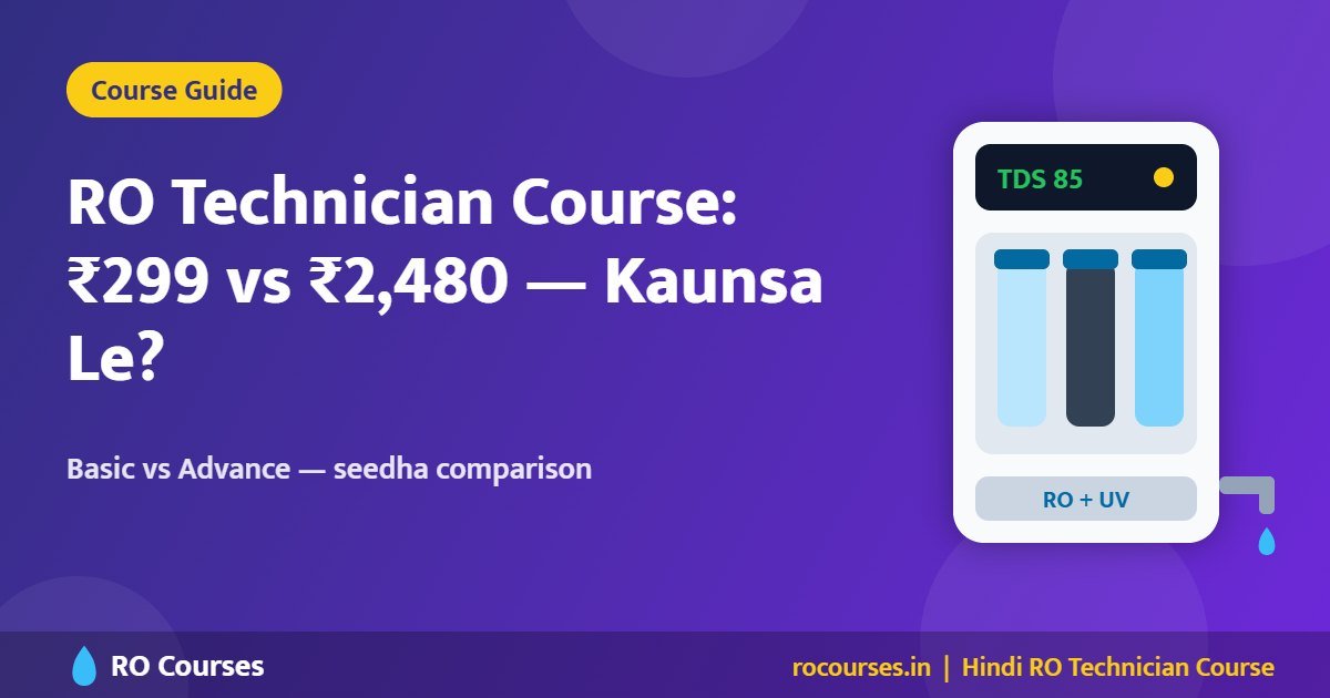 RO Technician Course Fees 2026: ₹299 vs ₹2,480 — Kaunsa Course Aapke Liye Sahi?