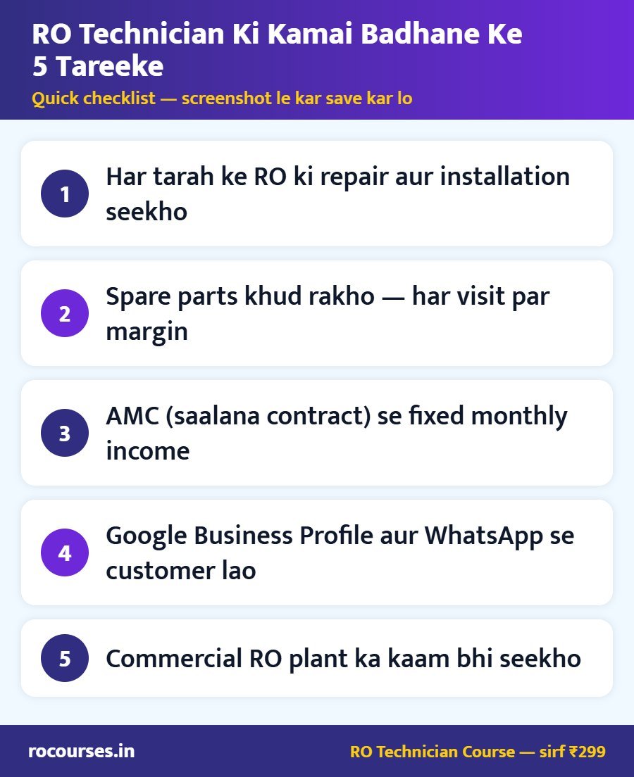 RO Technician Ki Kamai Badhane Ke 5 Tareeke